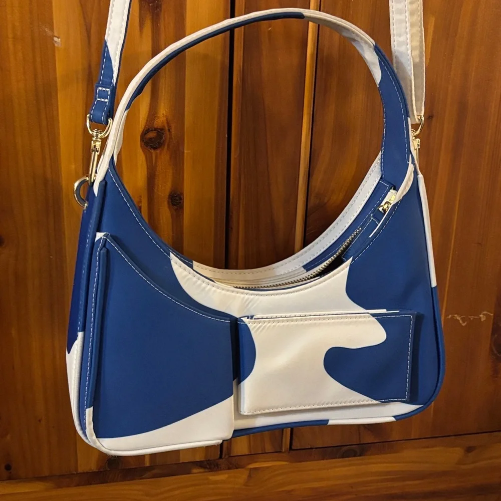 House of Sunny Navy and Cream Shoulder Bag - Picture 2 of 6